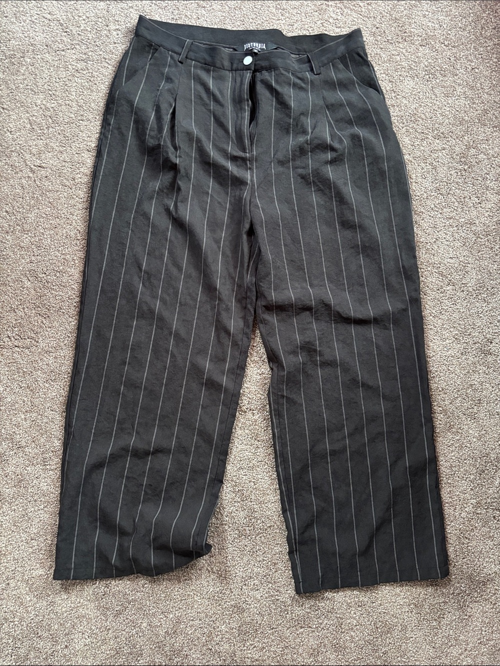 Disturbia Pinstripe Black womens Trousers - Casual & Tailored